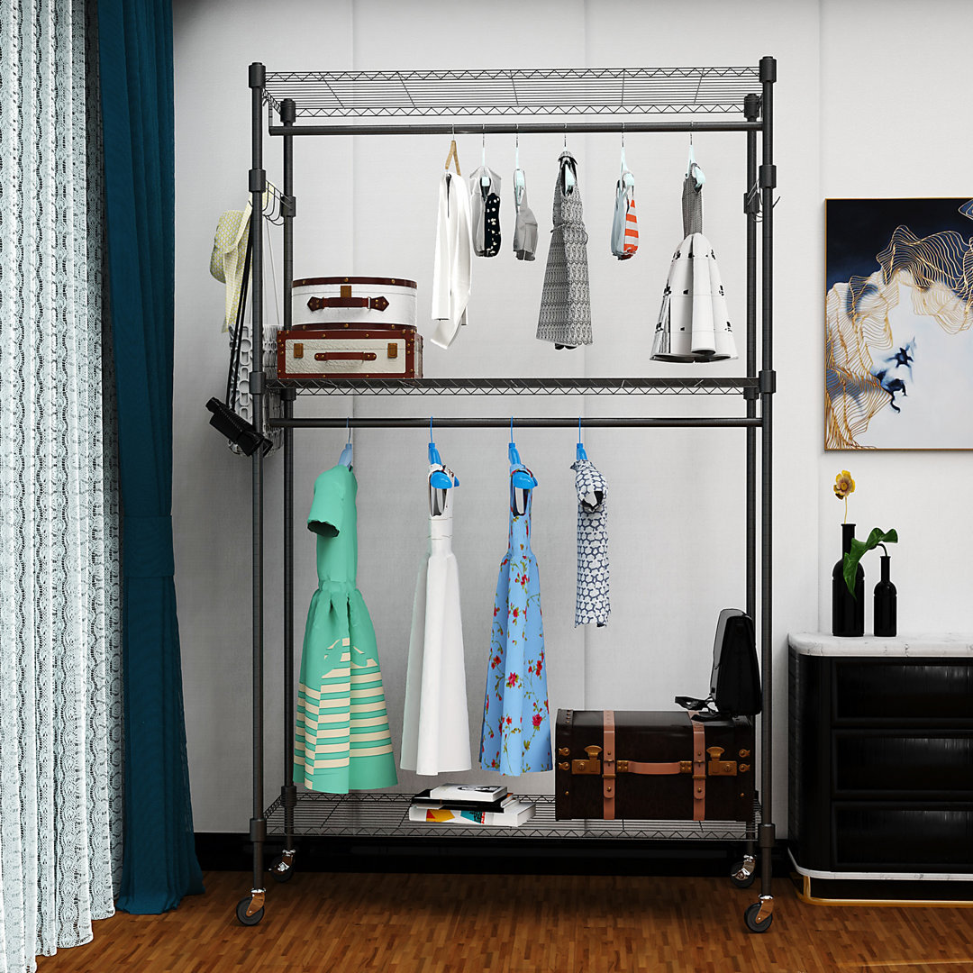 Kaylia 47.2'' Carbon Steel, Stainless Steel Rolling Clothing Rack